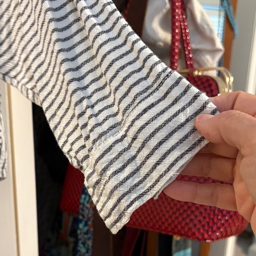 “WE THE FREE”Black and White Striped Baggy Blouse - Picture 6 of 16